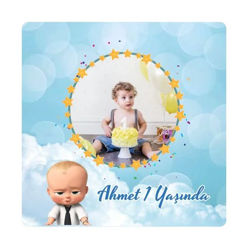 Patron Bebek Temalı Doğum Günü Magneti